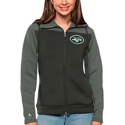 Women's Antigua Steel/Charcoal New York Jets Protect Full-Zip Jacket