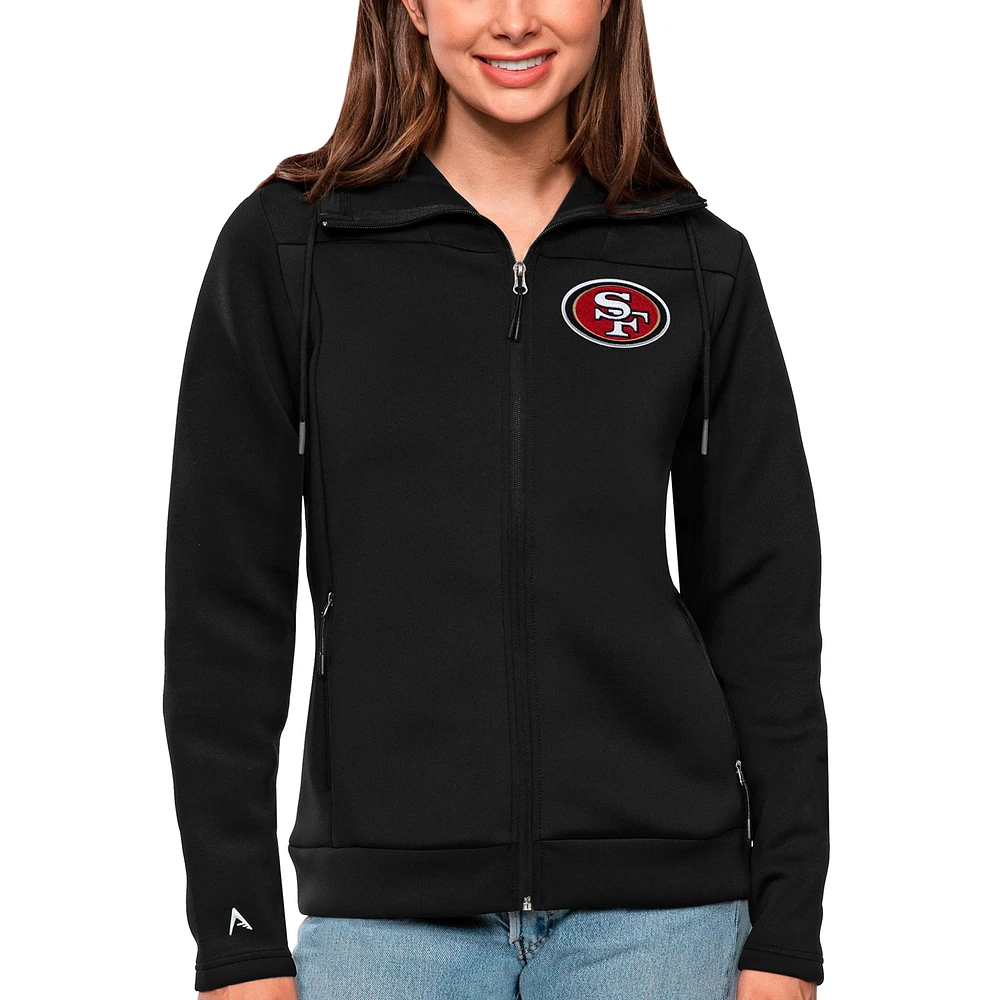 Women's Antigua Black San Francisco 49ers Protect Full-Zip Jacket