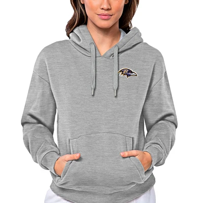 Women's Antigua Heathered Gray Baltimore Ravens Victory Pullover Hoodie