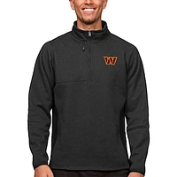 Men's Antigua Heathered Black Washington Commanders Course Quarter-Zip Pullover Top