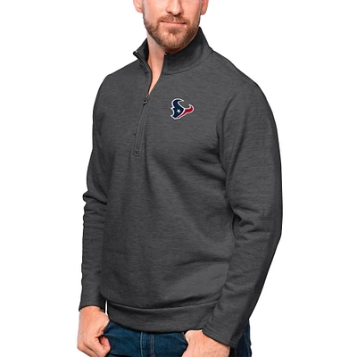 Men's Antigua Heathered Charcoal Houston Texans Gambit Quarter-Zip Pullover Top