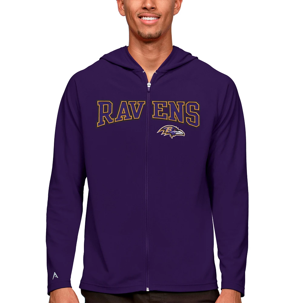 Men's Antigua Purple Baltimore Ravens Legacy Full-Zip Hoodie