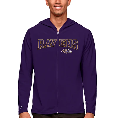Men's Antigua Purple Baltimore Ravens Legacy Full-Zip Hoodie