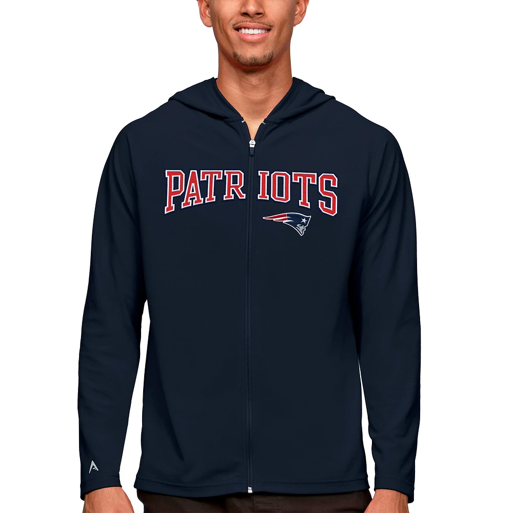 Men's Antigua Navy New England Patriots Legacy Full-Zip Hoodie