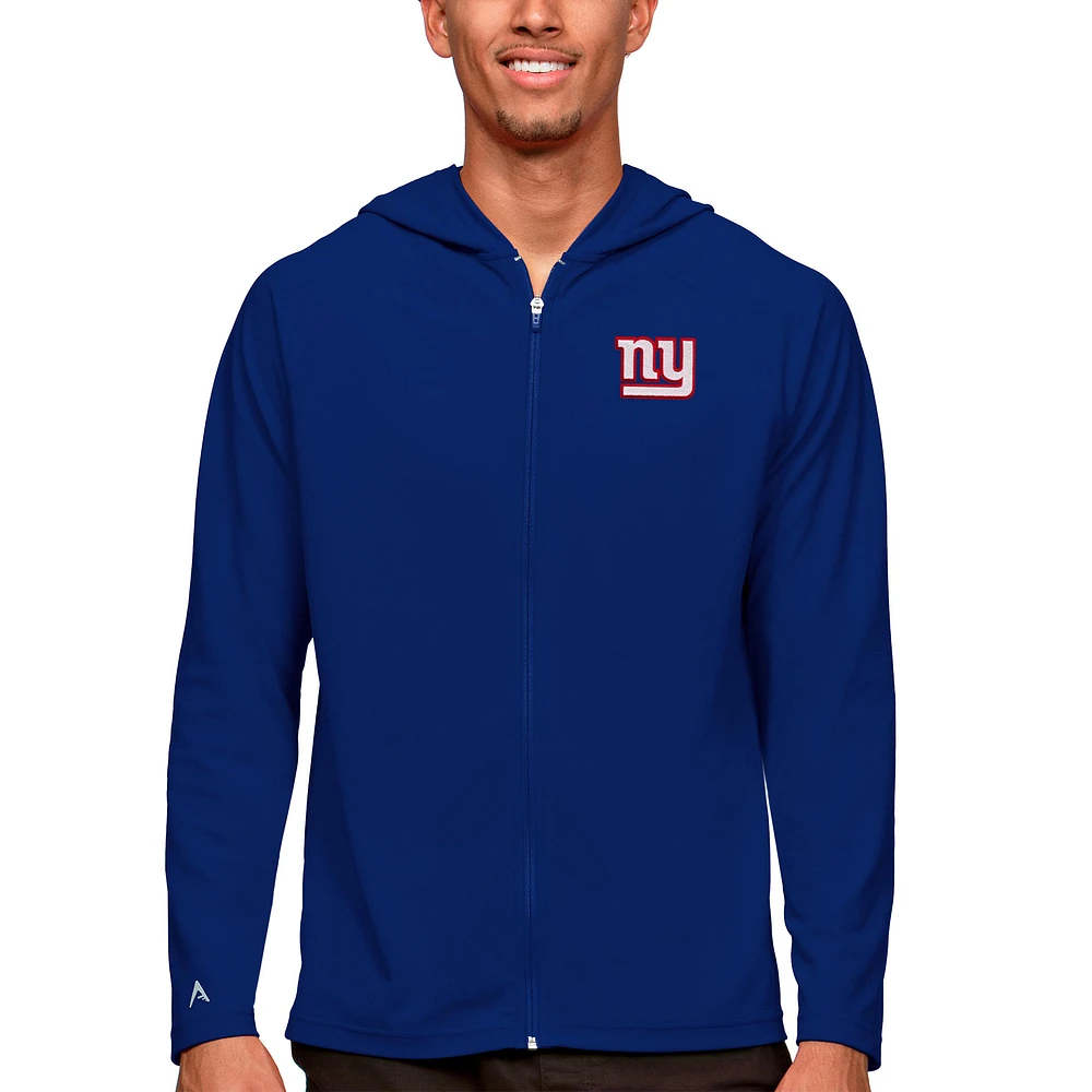 Men's Antigua Royal New York Giants Logo Legacy Full-Zip Hoodie