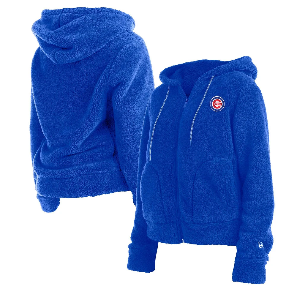 Women's New Era Cream Chicago Cubs Sherpa Full-Zip Jacket