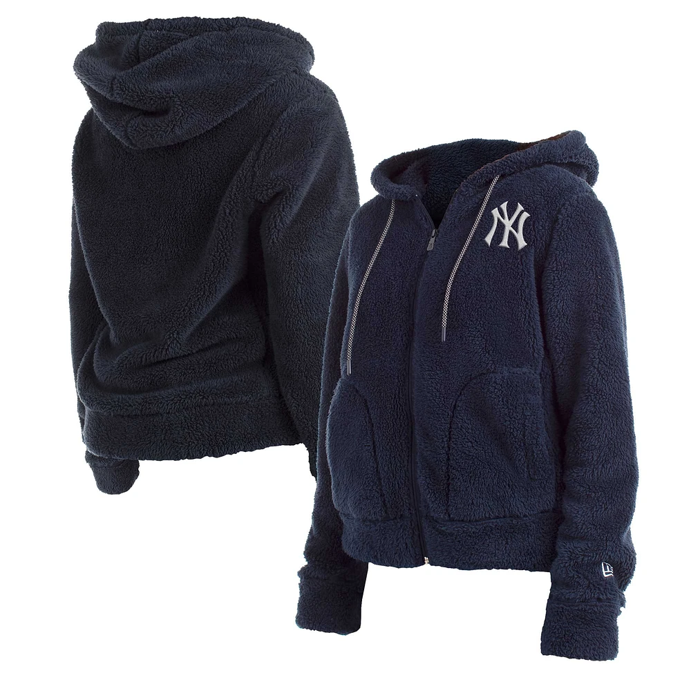 Women's New Era Navy New York Yankees Sherpa Full-Zip Jacket