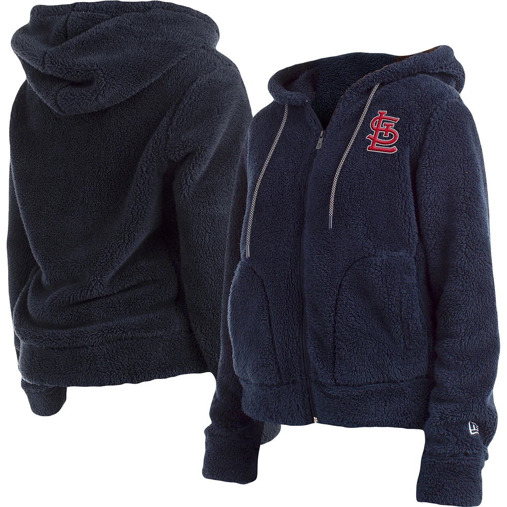 Women's New Era Navy St. Louis Cardinals Sherpa Full-Zip Jacket