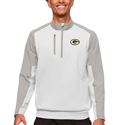 Men's Antigua White Green Bay Packers Team Quarter-Zip Pullover Top