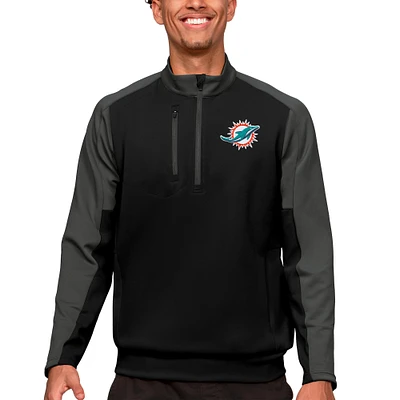 Men's Antigua Black Miami Dolphins Team Quarter-Zip Pullover Top