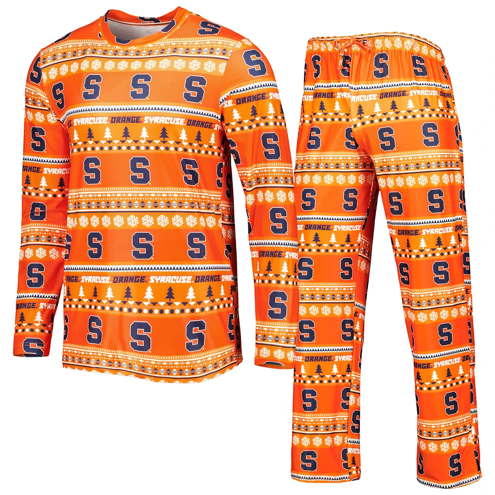 Men's Concepts Sport Orange Syracuse Swivel Long Sleeve T-Shirt & Pants Sleep Set