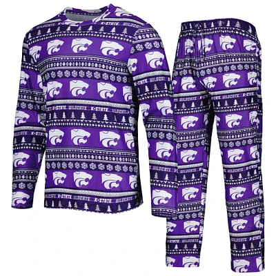 Men's Concepts Sport Purple Kansas State Wildcats Swivel Long Sleeve T-Shirt & Pants Sleep Set