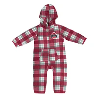 Infant Colosseum Scarlet/Gray Ohio State Buckeyes Farays Plaid Full-Zip Hoodie Jumper