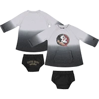 Newborn & Infant Colosseum Gray/Black Florida State Seminoles Hand in Hand Ombre Dress & Bloomers Set