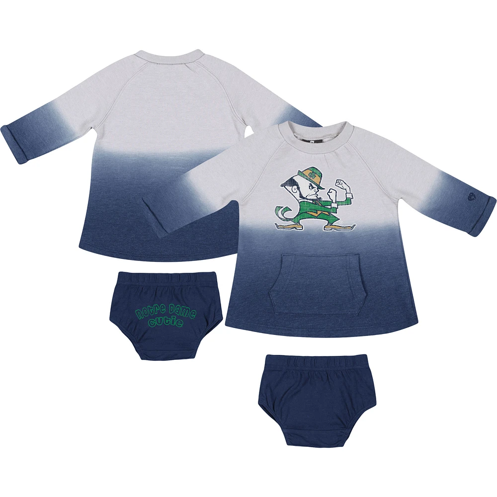 Newborn & Infant Colosseum Gray/Navy Notre Dame Fighting Irish Hand in Hand Ombre Dress & Bloomers Set