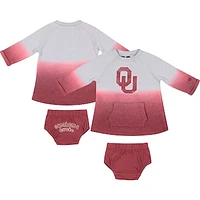 Newborn & Infant Colosseum Gray/Crimson Oklahoma Sooners Hand Ombre Dress Bloomers Set