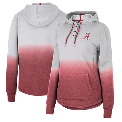 Women's Colosseum Gray/Crimson Alabama Crimson Tide Aurelia Dip-Dye Quarter-Snap Pullover Hoodie