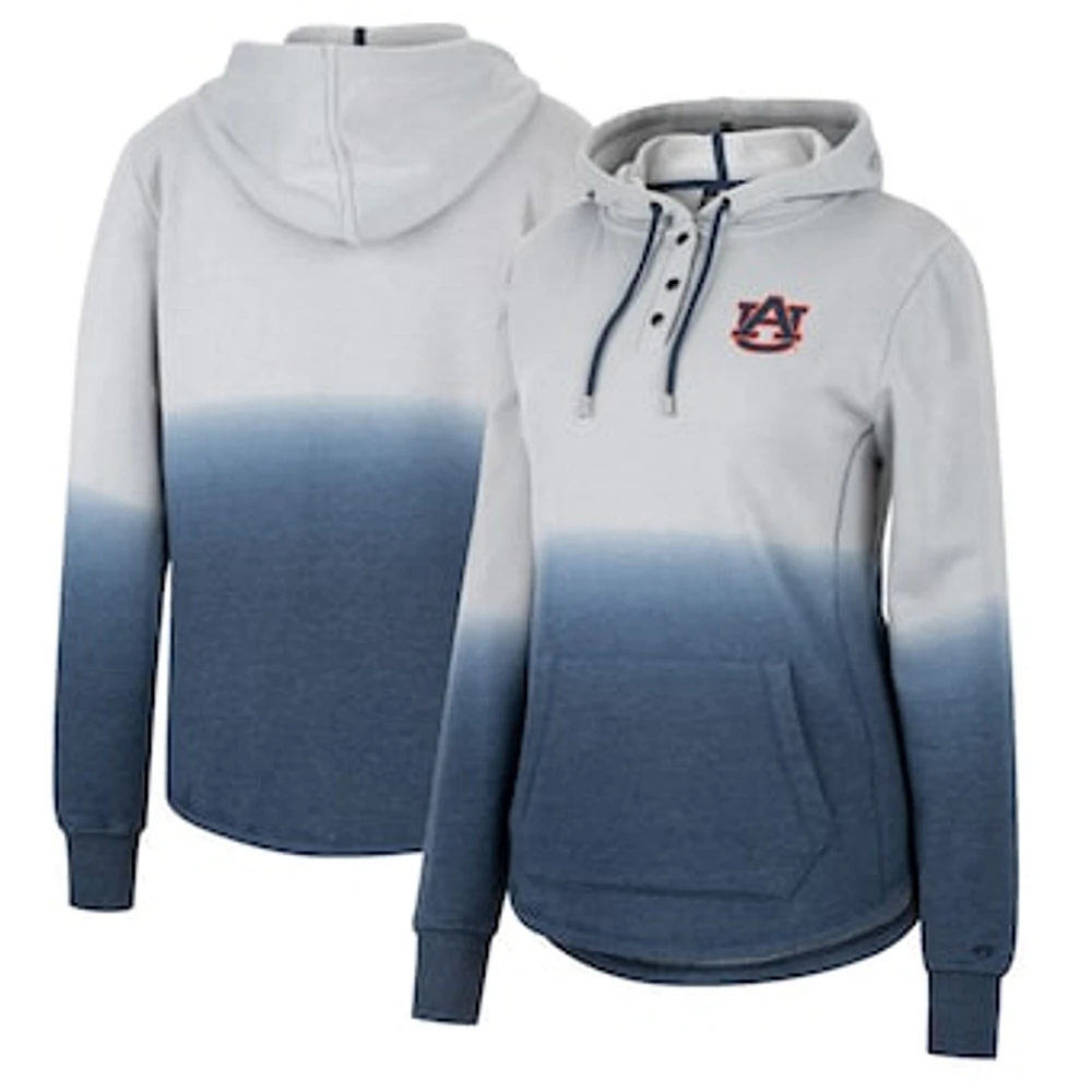 Women's Colosseum Gray/Navy Auburn Tigers Aurelia Dip-Dye Quarter-Snap Pullover Hoodie