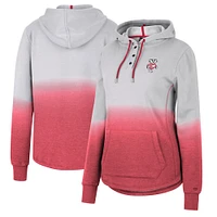 Women's Colosseum Gray/Red Wisconsin Badgers Aurelia Dip-Dye Quarter-Snap Pullover Hoodie