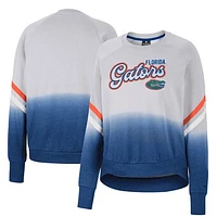 Women's Colosseum Gray Florida Gators Cue Cards Dip-Dye Raglan Pullover Sweatshirt