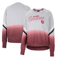 Women's Colosseum Gray Oklahoma Sooners Cue Cards Dip-Dye Raglan Pullover Sweatshirt