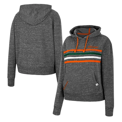 Women's Colosseum Charcoal Miami Hurricanes Backstage Speckled Pullover Hoodie