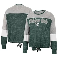 Women's Colosseum Green Michigan State Spartans Joanna Tie Front Long Sleeve T-Shirt