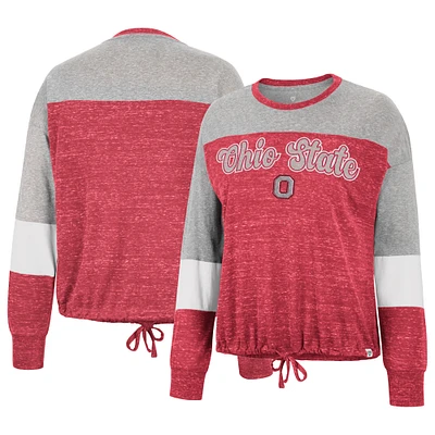 Women's Colosseum Scarlet Ohio State Buckeyes Joanna Tie Front Long Sleeve T-Shirt