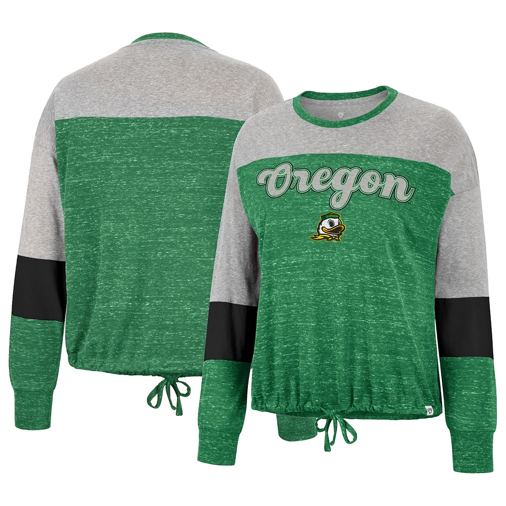 Women's Colosseum Green Oregon Ducks Joanna Tie Front Long Sleeve T-Shirt