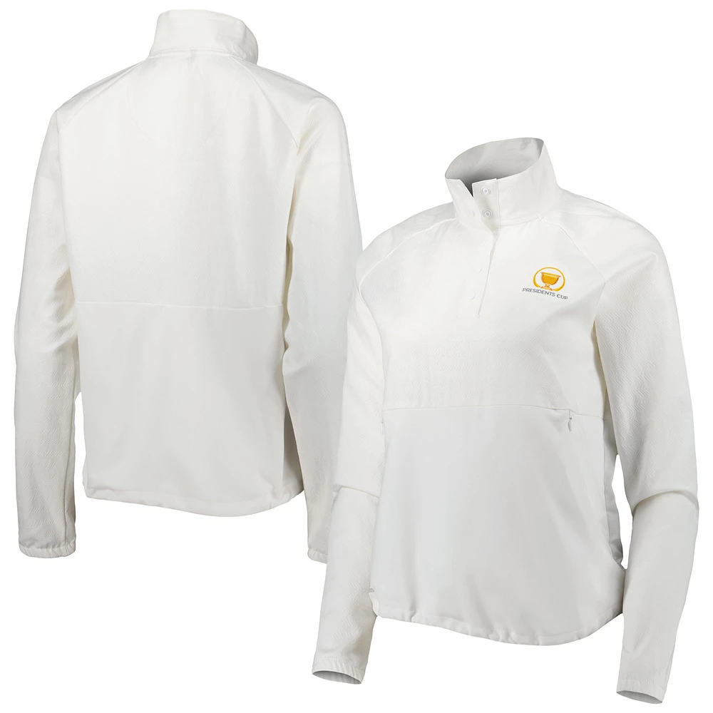 Women's adidas White Presidents Cup Quarter-Snap Raglan Jacket