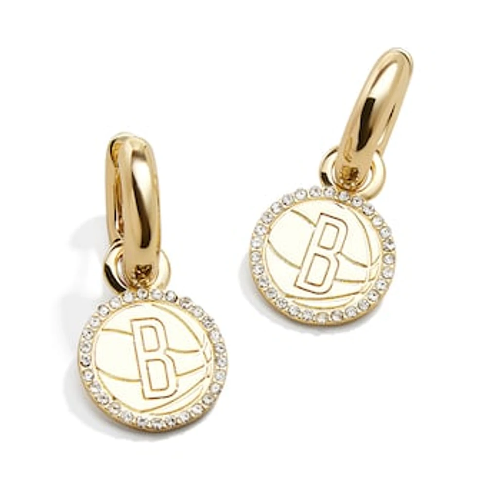 BaubleBar Brooklyn Nets Basketball Huggie Earrings