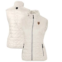 Women's Cutter & Buck Cream New York Mets Rainier PrimaLoft Eco Full-Zip Puffer Vest