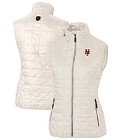 Women's Cutter & Buck Cream New York Mets Rainier PrimaLoft Eco Full-Zip Puffer Vest