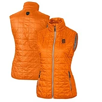 Women's Cutter & Buck Orange Detroit Tigers Rainier PrimaLoft Eco Full-Zip Puffer Vest
