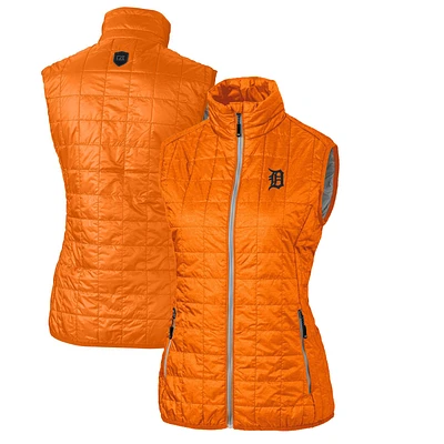 Women's Cutter & Buck Orange Detroit Tigers Rainier PrimaLoft Eco Full-Zip Puffer Vest