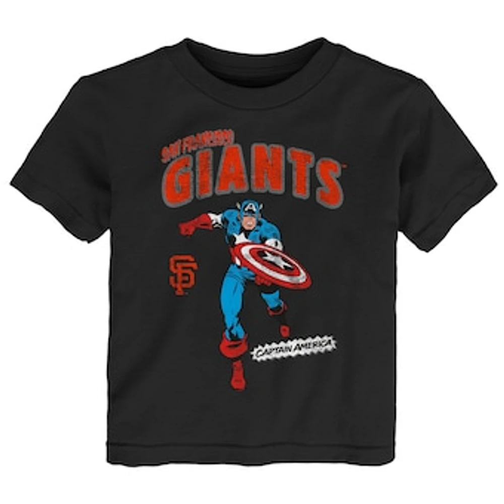 Toddler Black San Francisco Giants Team Captain America Marvel T-Shirt