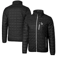 Men's Cutter & Buck Black Los Angeles Dodgers Rainier Eco Insulated Full-Zip Puffer Jacket
