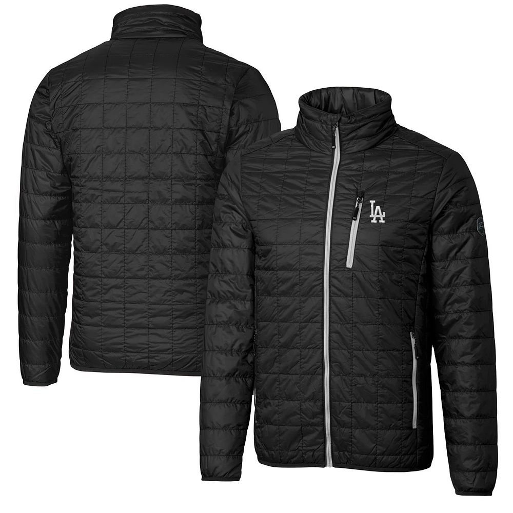 Men's Cutter & Buck Black Los Angeles Dodgers Rainier Eco Insulated Full-Zip Puffer Jacket