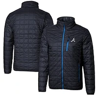 Men's Cutter & Buck Navy Atlanta Braves Rainier Eco Insulated Full-Zip Puffer Jacket