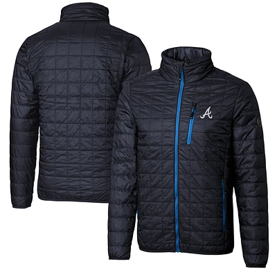 Men's Cutter & Buck Navy Atlanta Braves Rainier Eco Insulated Full-Zip Puffer Jacket