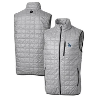 Men's Cutter & Buck Gray Los Angeles Dodgers Rainier Full-Zip Puffer Vest
