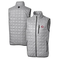 Men's Cutter & Buck Gray Cincinnati Reds Rainier Full-Zip Puffer Vest