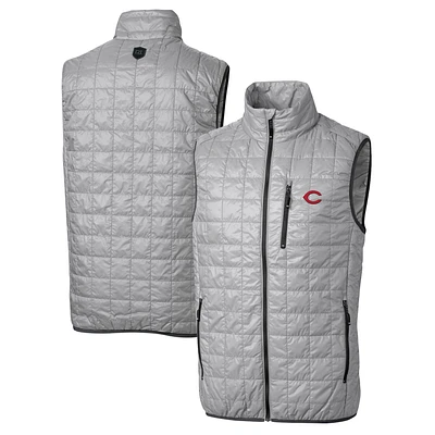 Men's Cutter & Buck Gray Cincinnati Reds Rainier Full-Zip Puffer Vest