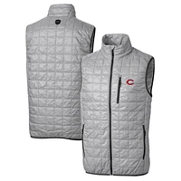 Men's Cutter & Buck Gray Cincinnati Reds Rainier Full-Zip Puffer Vest