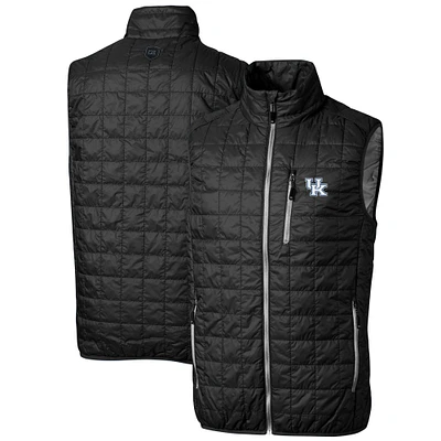 Men's Cutter & Buck Black Kentucky Wildcats Big Tall Rainier PrimaLoft Eco Full-Zip Puffer Vest