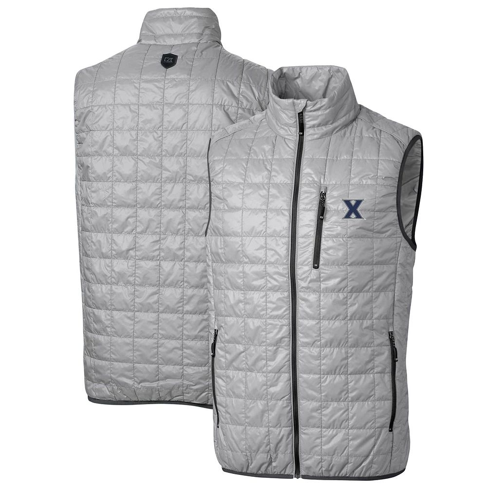 Men's Cutter & Buck Gray Xavier Musketeers Big Tall Rainier PrimaLoft Eco Full-Zip Puffer Vest