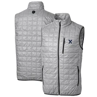 Men's Cutter & Buck Gray Xavier Musketeers Big Tall Rainier PrimaLoft Eco Full-Zip Puffer Vest
