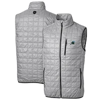 Men's Cutter & Buck Gray Tulane Green Wave Big Tall Rainier PrimaLoft Eco Full-Zip Puffer Vest