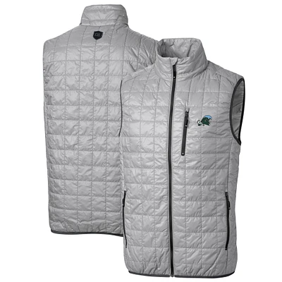 Men's Cutter & Buck Gray Tulane Green Wave Big Tall Rainier PrimaLoft Eco Full-Zip Puffer Vest