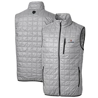 Men's Cutter & Buck Gray Illinois Fighting Illini Big Tall Rainier PrimaLoft Eco Full-Zip Puffer Vest